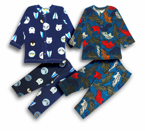 Oryza Creations Night Suits Unisex Multi Printed T-shirts and Pajamas Set | 2 Psc Set