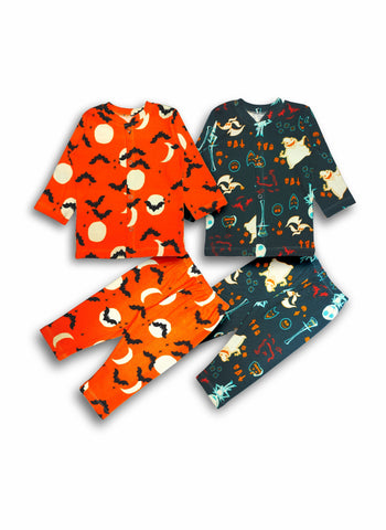 Oryza Creations Night Suits Unisex Multi Printed Cotton T-Shirts and Pajamas Set | 2 Psc Set