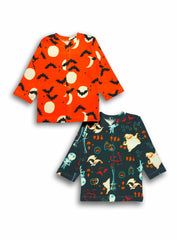 Oryza Creations Night Suits Unisex Multi Printed Cotton T-Shirts and Pajamas Set | 2 Psc Set